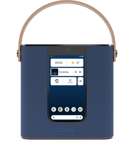 loopTwo in blue with a tan handle