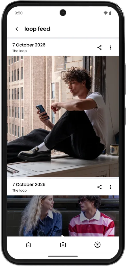 LoopShare showing the shared photos from the group