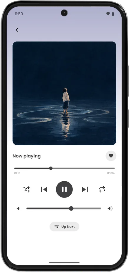 LoopShare showing what is playing, with controls